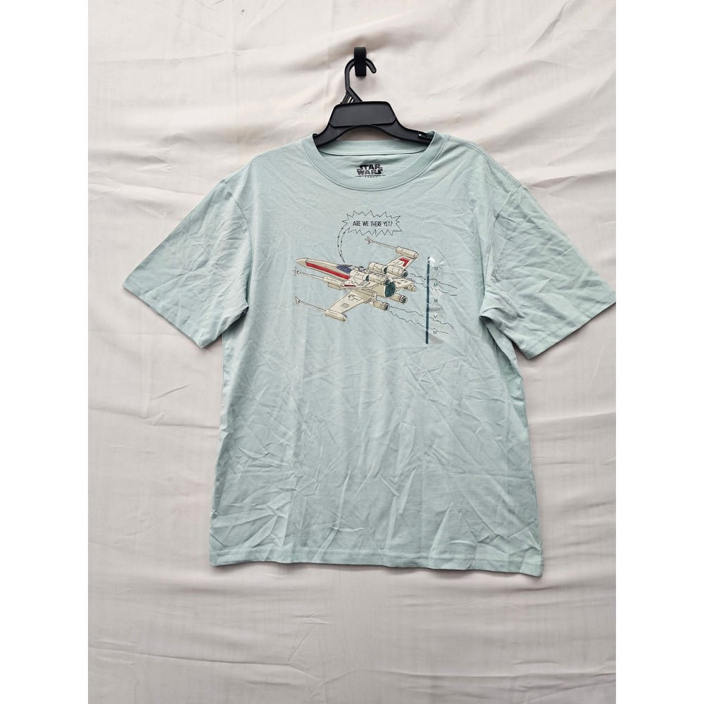 Star Wars Mens X-Wing Graphic T-Shirt Blue Cotton Casual Size Medium